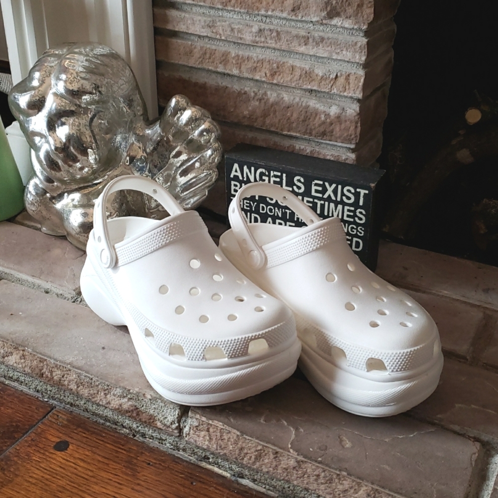 Crocs Classic White Bae Platform Clog Sandals Size 8